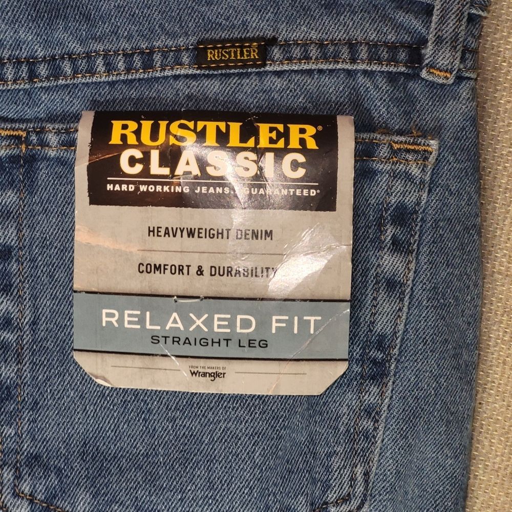 Rustler Classic Relaxed Fit Straight Leg 32 X 34 Blue Jeans NWT - Picture 5 of 7